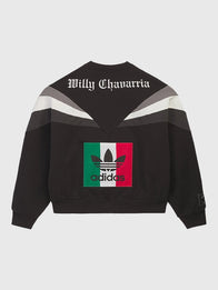 Adidas x Willy Chavarria Chicano Crewneck 2.0 Sweatshirt Sweatshirt unisex detail view 2 | Dash Racegear — Black Chicano 2.0 sweatshirt from Adidas x Willy Chavarria with embroidery and cultural graphics for a standout casual look.