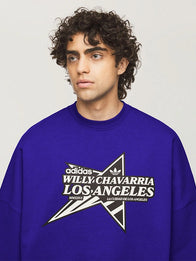 Adidas x Willy Chavarria Star Logo Crewneck Sweatshirt Sweatshirt unisex detail view 4 | Dash Racegear — Street‑ready blue Adidas crewneck by Willy Chavarria with standout logo print, ideal for cool afternoon walks.