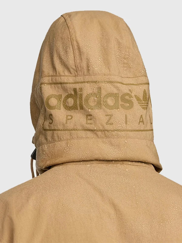 Adidas Longridge SPZL Parka Jacket Jacket unisex detail view 4 | Dash Racegear — Adidas Spezial 2026 Longridge parka in brown, adjustable hood and pockets for casual urban style.