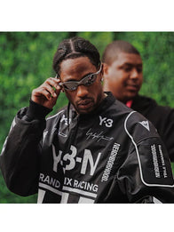 Las Vegas F1 Grand Prix Travis Scott Adidas Y3-N Jacket Jacket unisex detail view 8 | Dash Racegear — Black Las Vegas F1 jacket with zip-up front, smooth fabric, and slightly loose fit ideal for layering and urban styling