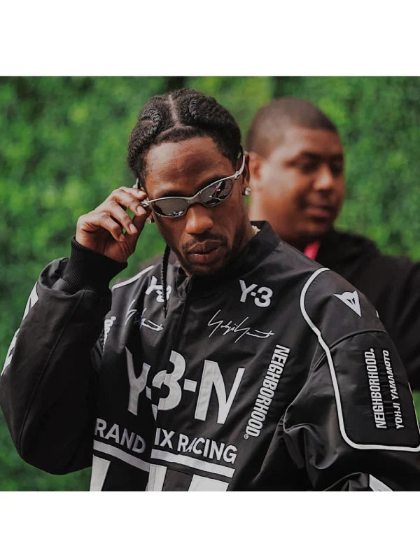 Las Vegas F1 Grand Prix Travis Scott Adidas Y3-N Jacket Jacket unisex detail view 8 | Dash Racegear — Black Las Vegas F1 jacket with zip-up front, smooth fabric, and slightly loose fit ideal for layering and urban styling