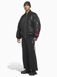Adidas x Willy Chavarria Bomber Leather Jacket Leather Jacket unisex detail view 5 | Dash Racegear — Black leather bomber from Adidas Originals x Willy Chavarria, modern streetwear with standout design details.
