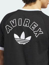 Adidas Avirex Ringer T-Shirt Shirt unisex detail view 4 | Dash Racegear — 2026 Adidas x Avirex black ringer T-shirt in unisex design, great for relaxed daily wear.