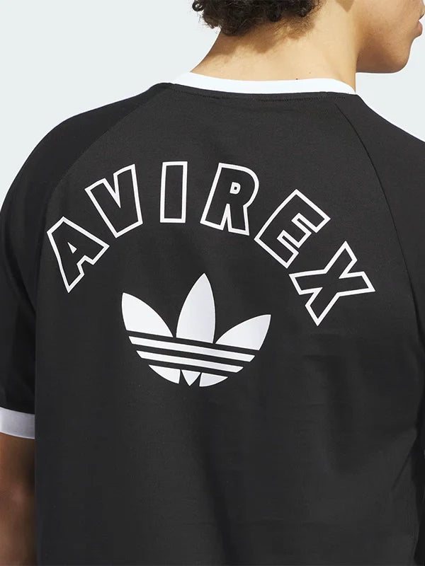 Adidas Avirex Ringer T-Shirt Shirt unisex detail view 4 | Dash Racegear — 2026 Adidas x Avirex black ringer T-shirt in unisex design, great for relaxed daily wear.
