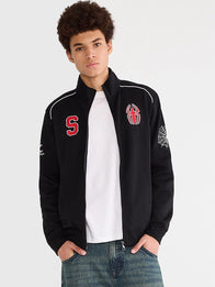 Marvel Aeropostale Spider-Man Track Jacket Jacket unisex detail view 4 | Dash Racegear — Aeropostale Spider-Man black track jacket crafted for lightweight warmth and timeless sporty fashion.