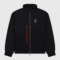 Aimé Leon Dore x Porsche Black Track Jacket Jacket unisex front product view | Dash Racegear — Limited edition Aimé Leon Dore Porsche Black Track Jacket design