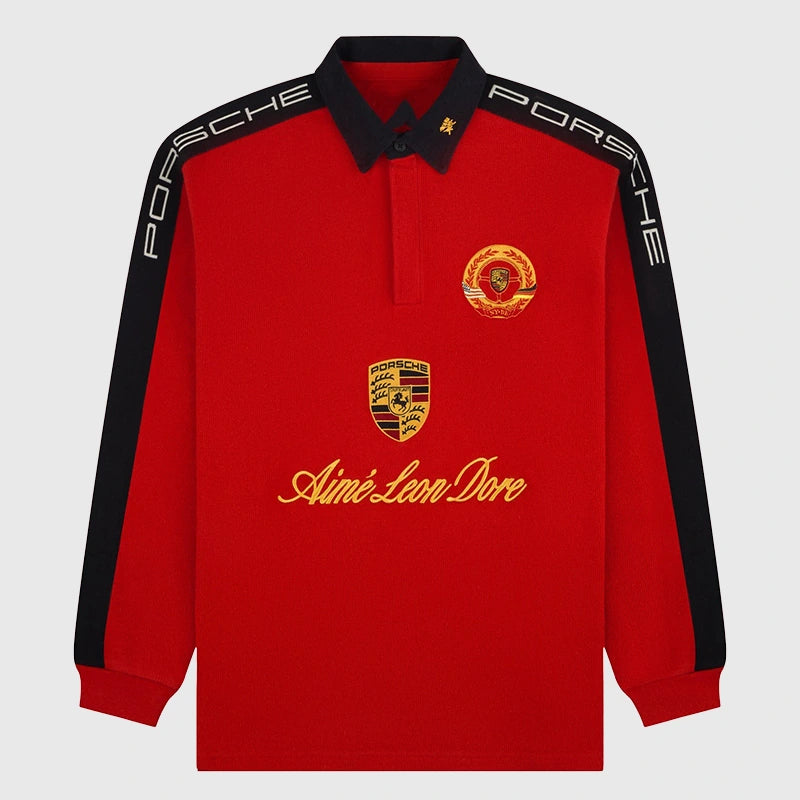 Aimé Leon Dore x Porsche Rugby Sweatshirt Sweatshirt unisex front product view | Dash Racegear — Premium Aimé Leon Dore Porsche Rugby Sweatshirt fashion