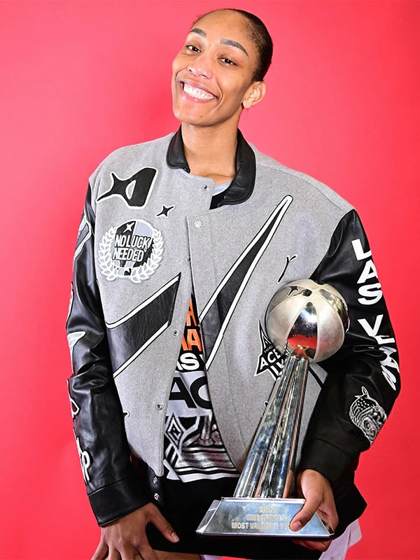 A’ja Wilson 2025 WNBA Finals Jacket Jacket unisex front product view | Dash Racegear — A’ja Wilson Finals 2025 jacket showcasing MVP-inspired confidence