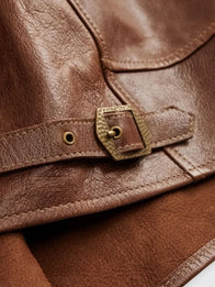 LVC Einstein Jacket Jacket unisex detail view 3 | Dash Racegear — Brown leather Levi's Menlo Cossack Jacket, Albert Einstein edition, timeless streetwear piece.