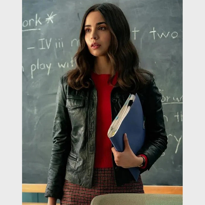 The Life List 2025 Sofia Carson Black Leather Jacket Leather Jacket unisex front product view | Dash Racegear — The Life List 2025 Sofia Carson Jacket – A Timeless Leather Classic