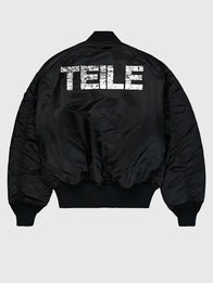 Alpha Industries x TEILE MA-1 Bomber Jacket Bomber Jacket unisex detail view 2 | Dash Racegear — Alpha Industries x TEILE MA-1 black bomber jacket for men with sleek nylon build and urban vibe.