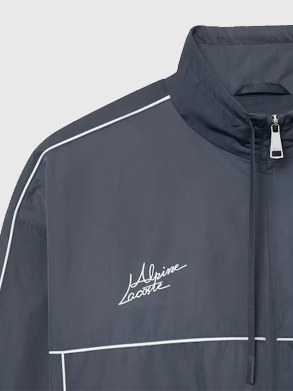 Lacoste x Alpine Track Jacket Jacket unisex detail view 4 | Dash Racegear — The 2026 Lacoste x Alpine Grey Jacket blends premium style, relaxed comfort, and a contemporary motorsport-inspired look.