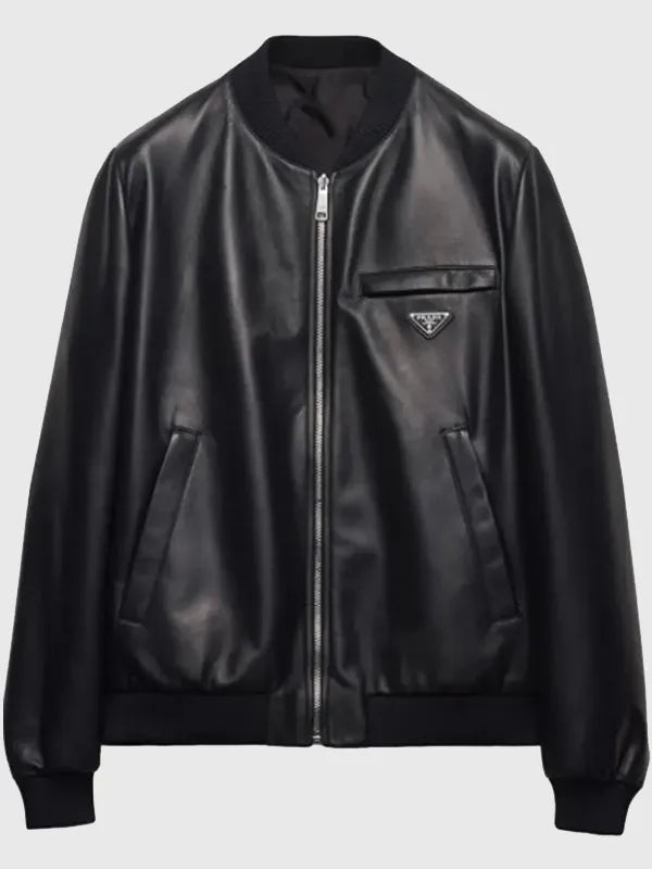 American Idol 2026 Lionel Richie Leather Bomber Jacket Bomber Jacket unisex detail view 2 | Dash Racegear — Lionel Richie American Idol 2026 black leather bomber jacket with ribbed cuffs and timeless silhouette.