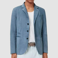 American Idol S23 Luke Bryan Blue Blazer Blazer unisex detail view 2 | Dash Racegear — This blue blazer from the American Idol S23 Luke Bryan collection blends style and personality effortlessly.
