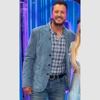 American Idol S23 Luke Bryan Blue Blazer Blazer unisex front product view | Dash Racegear — For a modern yet classic look, the American Idol S23 Luke Bryan blue blazer is the perfect choice for any fan.