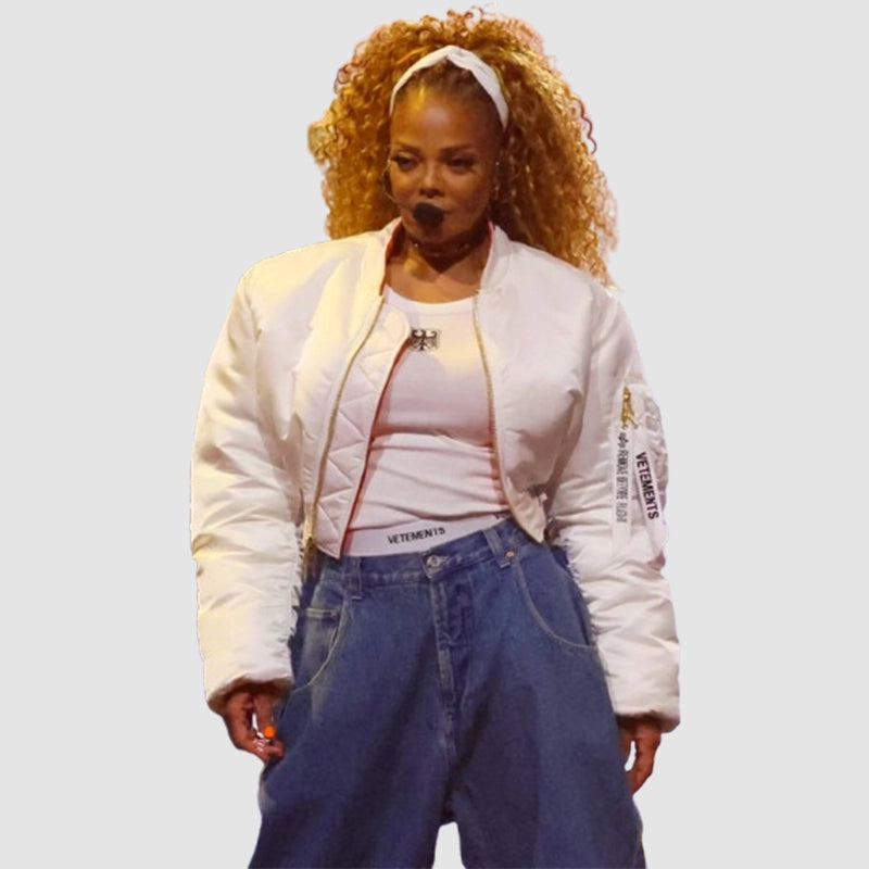 Janet Jackson White Jacket Jacket unisex detail view 5 | Dash Racegear — Janet Jackson Trendy White Apparel