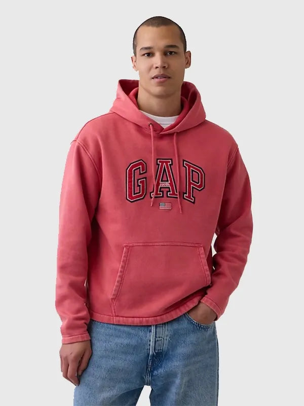Gap Americana Logo Hoodie Hoodie unisex detail view 3 | Dash Racegear — 2026 Americana Gap logo hoodie, unisex oversized fleece pullover, comfy essential for casual wear, travel, and chill days
