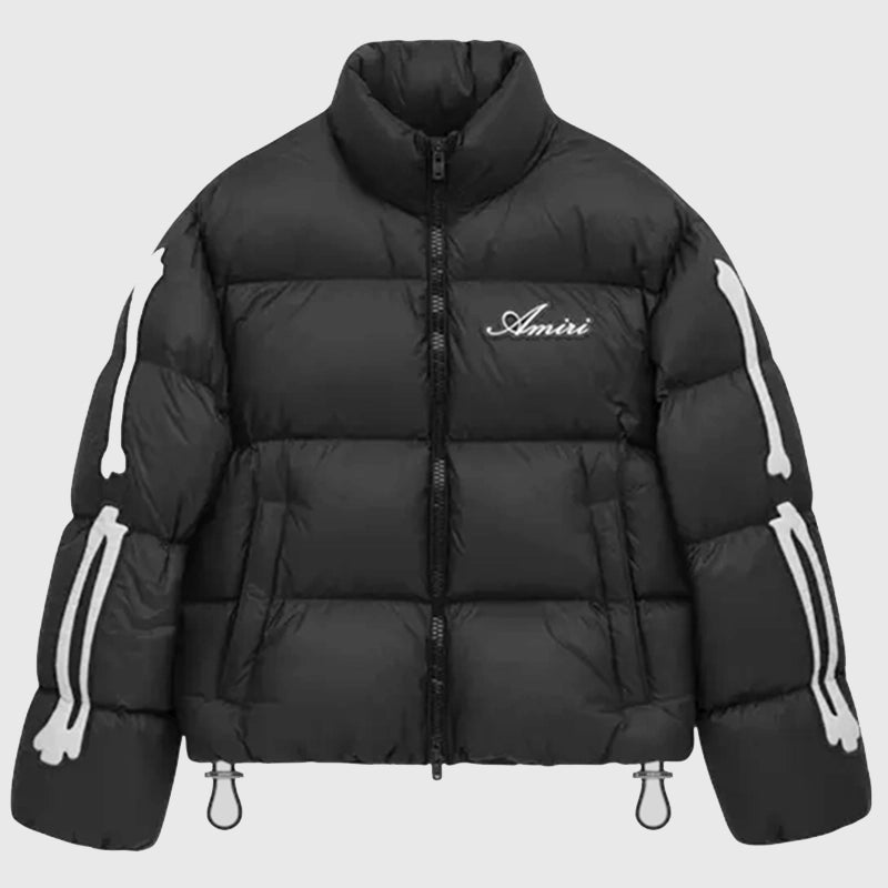 Amiri Black Puffer Jacket Puffer Jacket unisex front product view | Dash Racegear — Premium Amiri puffer jacket crafted for elevated cold-weather looks