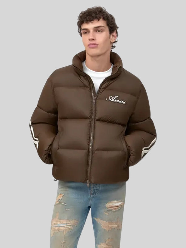 Amiri Puffer Jacket Puffer Jacket unisex detail view 11 | Dash Racegear — Classic brown Amiri puffer jacket merging warmth, luxury, and edge