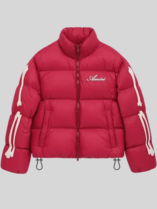 Amiri Red Puffer Jacket Puffer Jacket unisex front product view | Dash Racegear — Designer Amiri jacket redefining street-luxury puffer outerwear