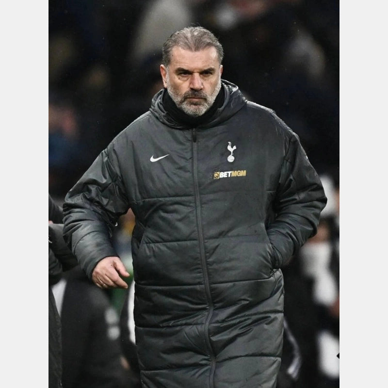 Tottenham VS Leicester City Ange Postecoglou Puffer Coat Coat unisex detail view 2 | Dash Racegear — Tottenham vs Leicester City puffer coat – Ange Postecoglou’s sideline look