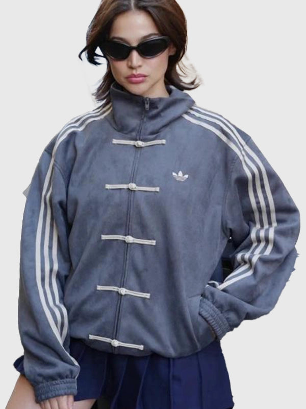 Anne Curtis Adidas cny jacket Jacket unisex detail view 5 | Dash Racegear — Anne Curtis Adidas grey CNY jacket with zip closure and subtle festive details for casual streetwear.