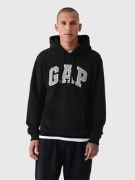 Black Gap Hoodie Hoodie unisex detail view 2 | Dash Racegear — Arch Logo Unisex GAP Black Hoodie, cozy fleece with classic logo for casual everyday wear.