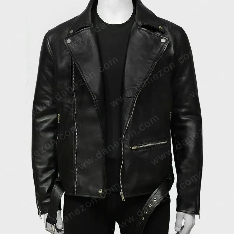 Arrow Oliver Queen Black Motorcycle Jacket Biker Jacket unisex front product view | Dash Racegear — Arrow Oliver Queen Motorcycle Jacket
