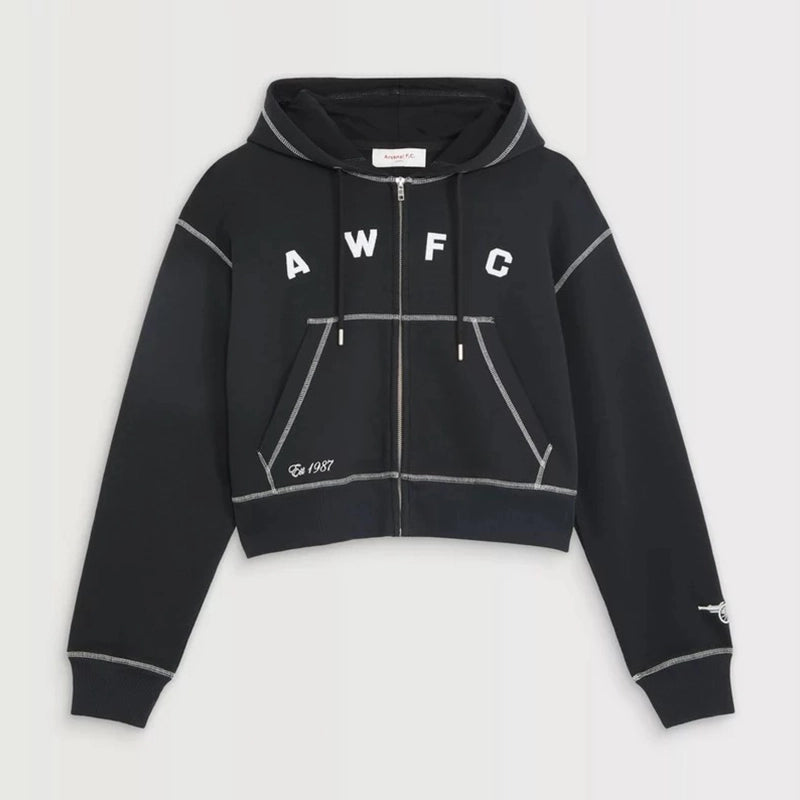 Arsenal AWFC Black Zip Hoodie Hoodie unisex detail view 3 | Dash Racegear — Arsenal Football Club AWFC Hoodie – Full-Zip Black Edition