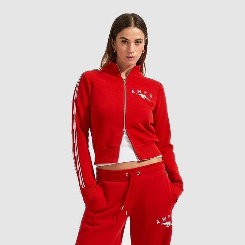 Arsenal AWFC Track Jacket Jacket unisex front product view | Dash Racegear — Arsenal Track Jacket – AWFC Edition for Die-Hard Supporters