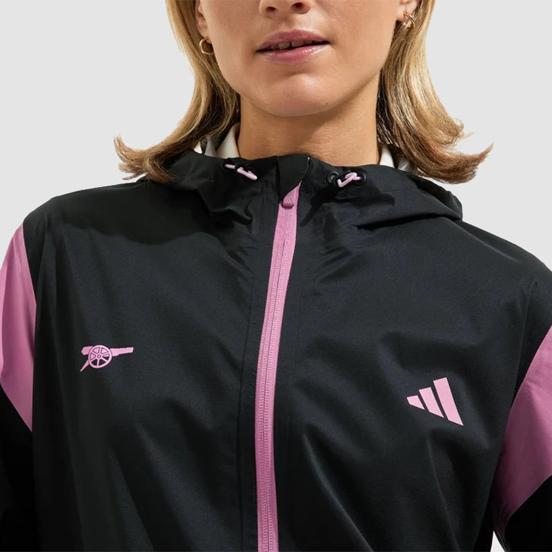 Arsenal Adidas Womens Golf Rain Jacket Jacket unisex detail view 4 | Dash Racegear — Arsenal Golf Jacket for Women – Adidas Waterproof Design