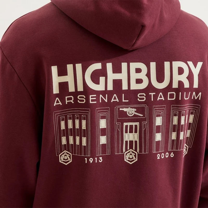 Arsenal Classics Burgundy East Stand Hoodie Hoodie unisex detail view 3 | Dash Racegear — East Stand edition hoodie in burgundy by Arsenal Classics