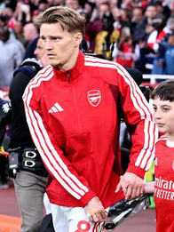 Arsenal FC 26/27 Home Anthem Jacket Jacket unisex front product view | Dash Racegear — 26/27 Arsenal FC red zipper jacket with full zip closure and comfortable athletic-inspired styling.