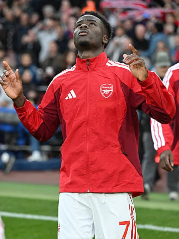 Arsenal FC 26/27 Home Anthem Jacket Jacket unisex detail view 2 | Dash Racegear — Arsenal FC anthem jacket in red featuring clean football-inspired design and lightweight casual wear feel.
