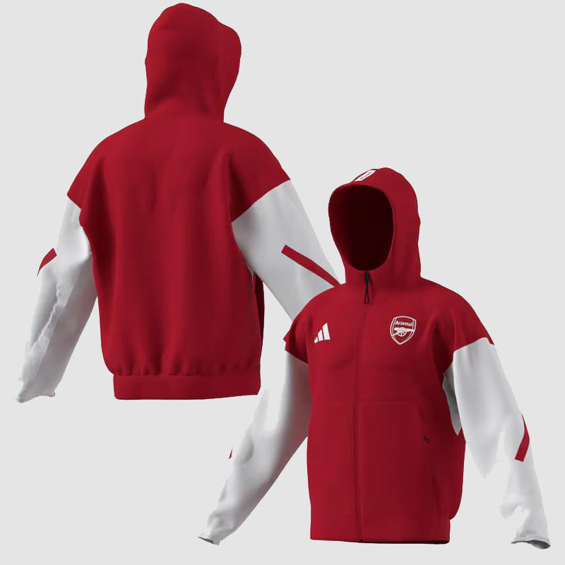 Arsenal adidas 2025/26 Anthem Jacket Jacket unisex front product view | Dash Racegear — Lightweight adidas Arsenal 2025/26 jacket worn during team lineups