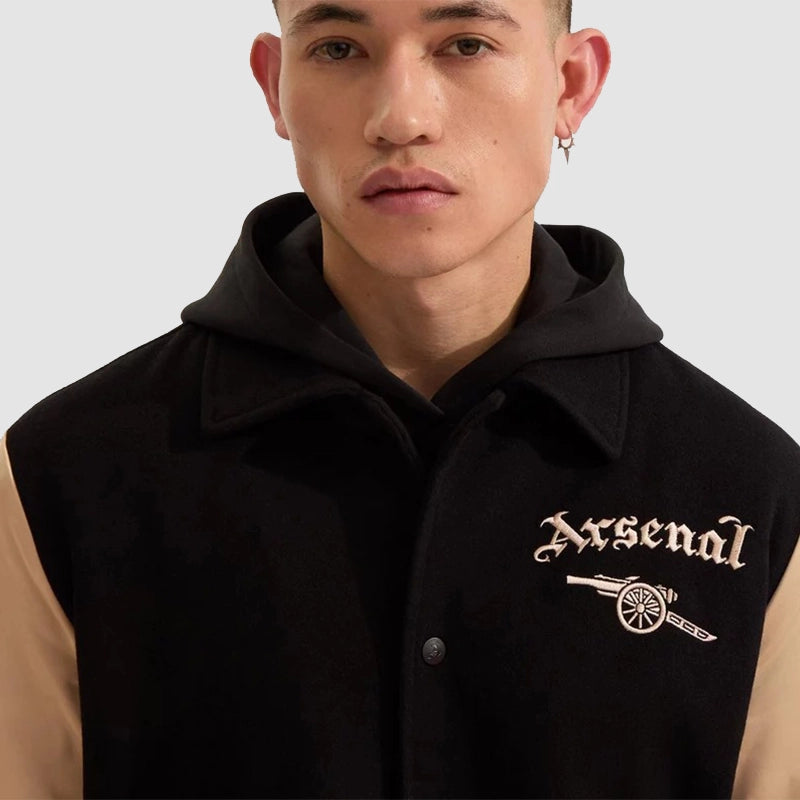 Arsenal North London Varsity Jacket Varsity Jacket unisex detail view 4 | Dash Racegear — North London Arsenal Jacket with Team Logo at the chest.