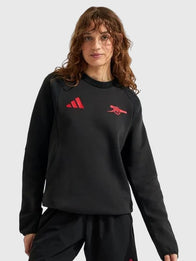 Arsenal Adidas 26/27 Tiro Travel Sweatshirt Sweatshirt unisex detail view 3 | Dash Racegear — Black Adidas Arsenal Tiro Travel fleece sweatshirt featuring a cozy unisex design and sporty appeal.