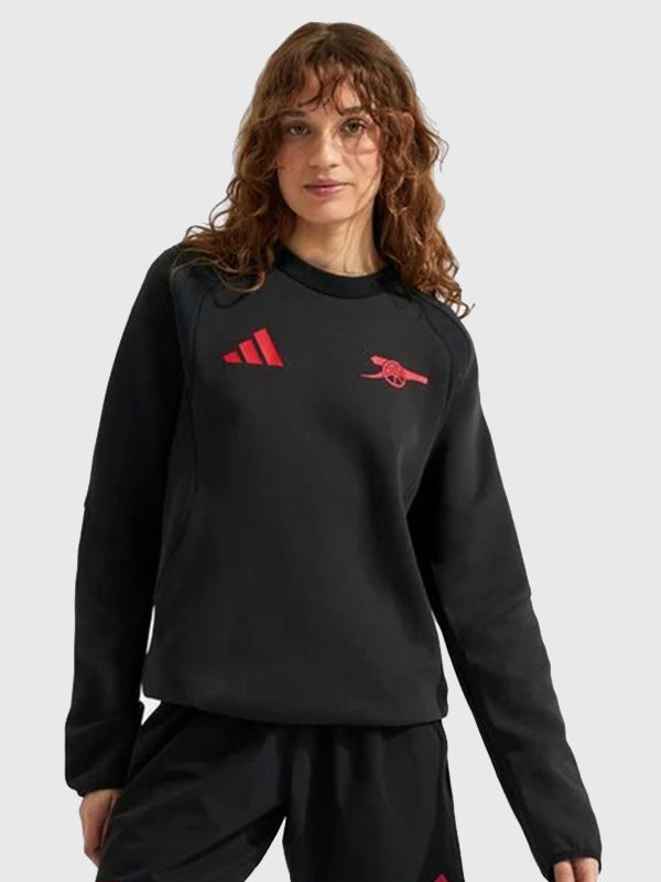 Arsenal Adidas 26/27 Tiro Travel Sweatshirt Sweatshirt unisex detail view 3 | Dash Racegear — Black Adidas Arsenal Tiro Travel fleece sweatshirt featuring a cozy unisex design and sporty appeal.