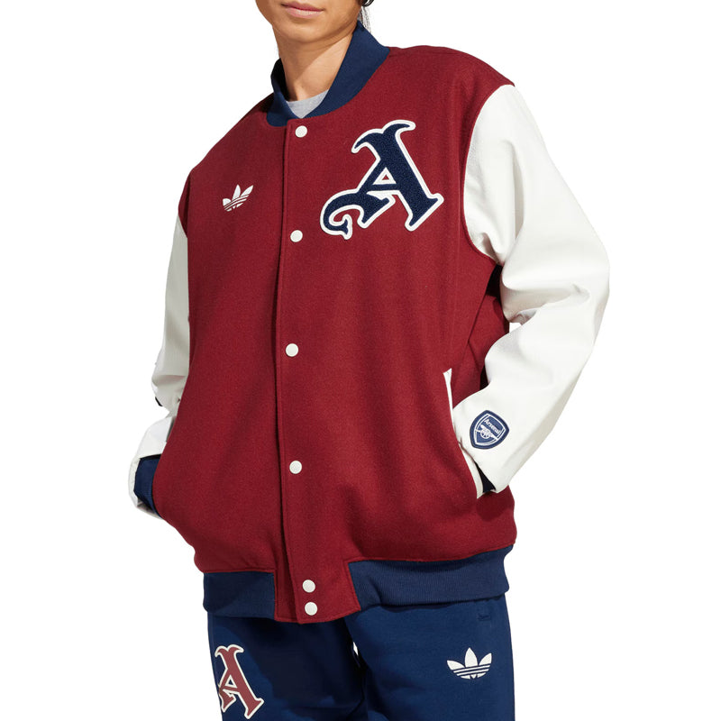 Arsenal Varsity Jacket Varsity Jacket unisex detail view 3 | Dash Racegear — Arsenal Red and White Varsity Jacket