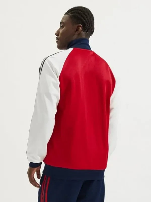 Arsenal adidas 25/26 Track Jacket Jacket unisex detail view 3 | Dash Racegear — Unisex red and white Arsenal adidas 25/26 track jacket with stand-up collar and sleek sporty design.