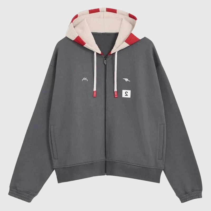 Arsenal x A-COLD-WALL* Match Day Hoodie Hoodie unisex front product view | Dash Racegear — Arsenal x A-COLD-WALL hoodie merging football heritage and fashion edge