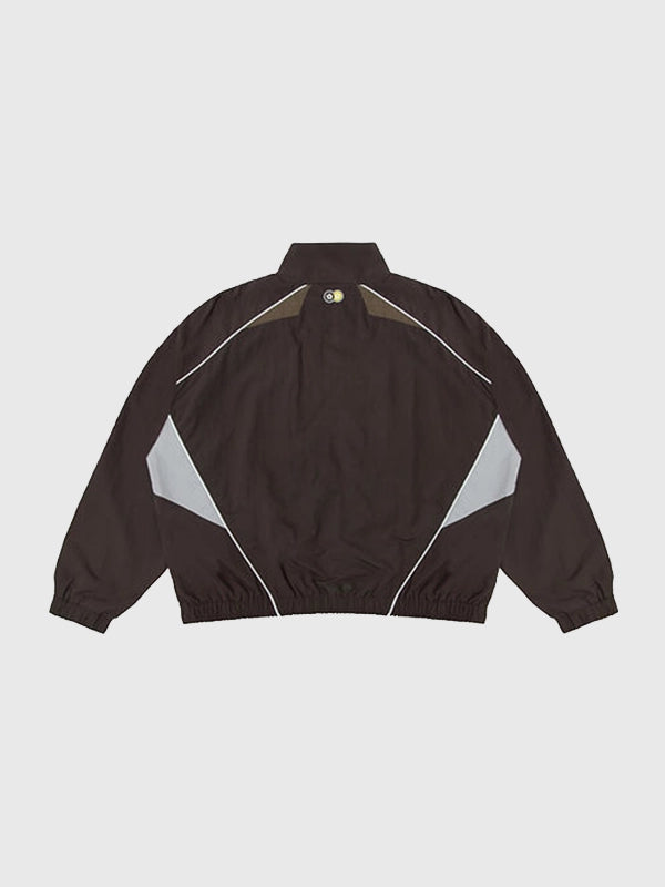 VTP x Asics Track Jacket Jacket unisex detail view 3 | Dash Racegear — Brown zip-up track jacket designed with Asics x Vandy The Pink styling for effortless casual comfort.