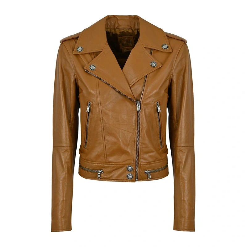 Women’s Motorcycle Faux Leather Jacket Leather Jacket women front product view | Dash Racegear — Women's Motorcycle Faux Leather Jacket