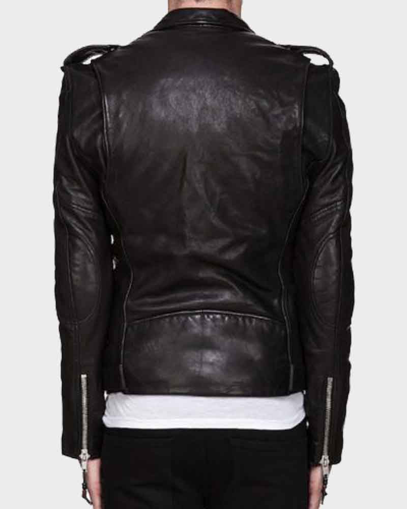 Mens Asymmetrical Zipper Motorcycle Leather Jacket Biker Jacket men detail view 2 | Dash Racegear — Mens Asymmetrical Zipper Motorcycle Leather Jacket