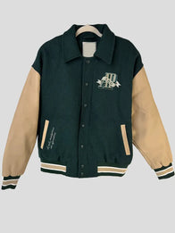 Audemars Piguet 150th Anniversary Jacket Jacket unisex front product view | Dash Racegear — Green Audemars Piguet 150th Anniversary varsity jacket with classic snaps and bold celebratory embroidery.