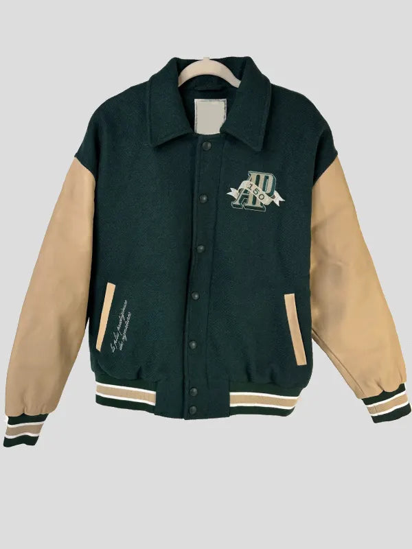 Audemars Piguet 150th Anniversary Jacket Jacket unisex front product view | Dash Racegear — Green Audemars Piguet 150th Anniversary varsity jacket with classic snaps and bold celebratory embroidery.
