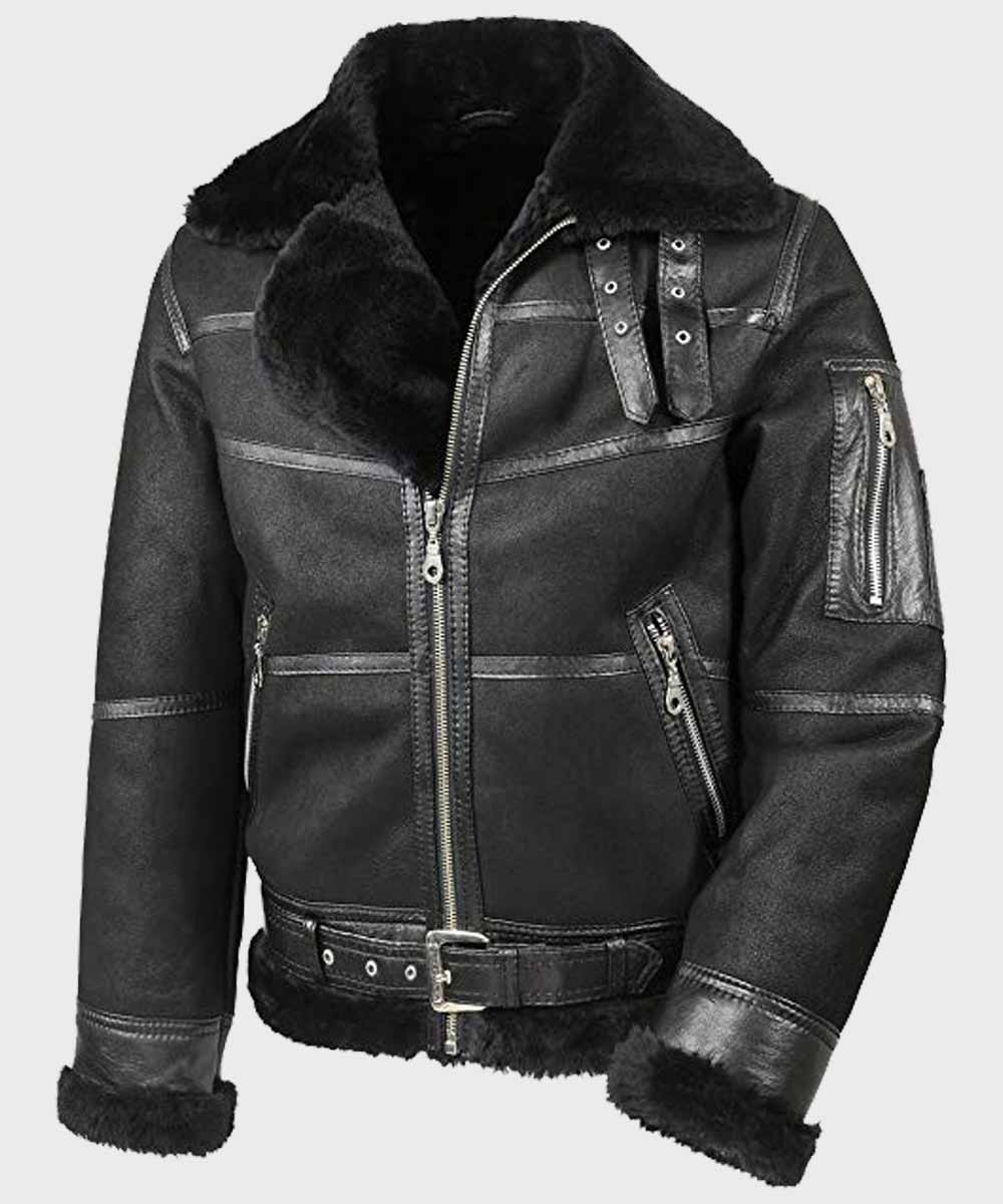 Aviator Mens B16 Shearling Jacket Jacket men front product view | Dash Racegear — Aviator Mens B16 Sheepskin Leather Jacket