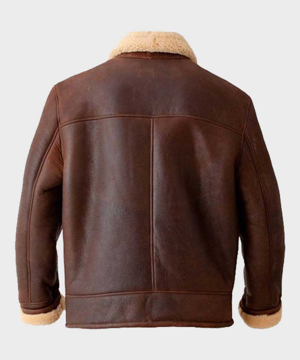 Mens Brown Aviator Shearling Leather Jacket Leather Jacket men detail view 3 | Dash Racegear — Aviator Brown Leather Mens Shearling Jacket