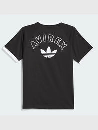 Adidas Avirex Ringer T-Shirt Shirt unisex detail view 2 | Dash Racegear — Black Adidas x Avirex 2026 ringer tee in unisex fit, comfy and ideal for everyday outfits.