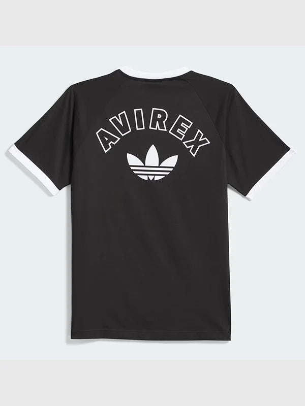 Adidas Avirex Ringer T-Shirt Shirt unisex detail view 2 | Dash Racegear — Black Adidas x Avirex 2026 ringer tee in unisex fit, comfy and ideal for everyday outfits.